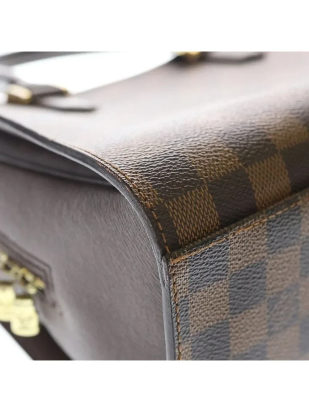 Louis Vuitton Damier Triana Leather Handbag Brown